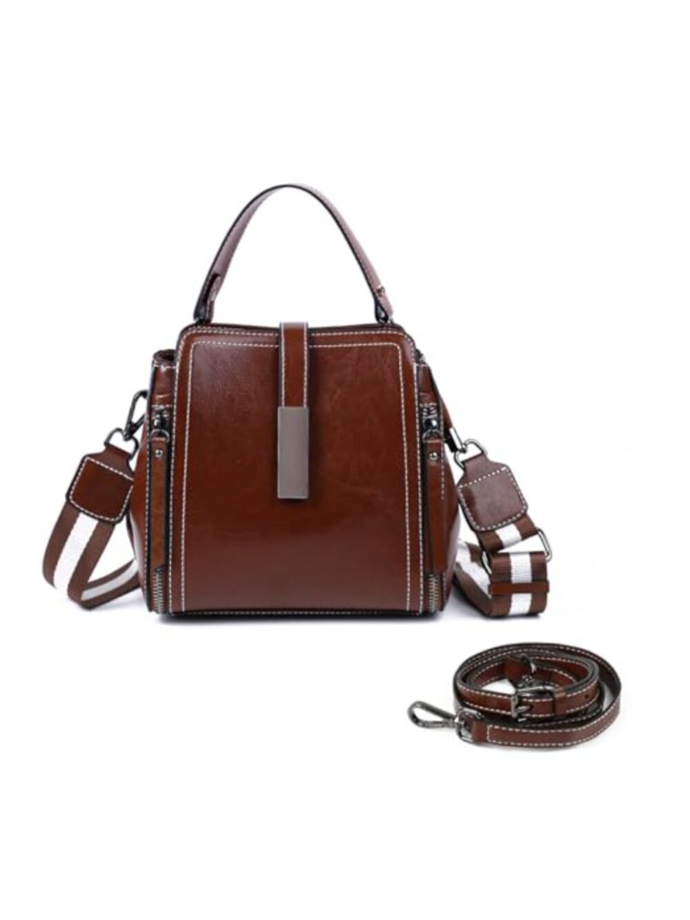 Genuine Leather Bucket Crossbody Shoulder Bag Women